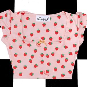 O-mighty Strawberry Bardot crop top